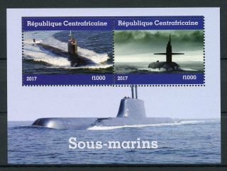 Central African Republic 2017 Mnh Submarines 2v M/s Boats Ships Stamps