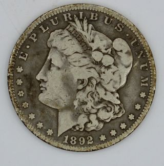 1892 S Morgan Silver Dollar $1 Coin Very Good