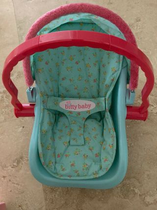 American Girl Bitty Baby Car Seat Doll Carrier Teal Pink Retired