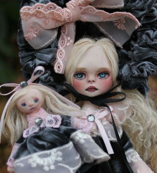 Ooak Art Doll Horror Girl Fantasy A.  Gibbons Lil Poe Fairy Tale