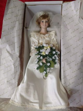 Vtg Princess Diana Doll Wedding Dress Bride 18 " Danbury Nib Orig Box 1987