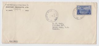 1948 St John’s Nfld Air Mail Cover To Saint John N.  B.  Canada 7c Air Mail