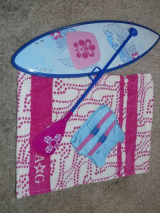 American Girl Doll Kanani Paddle Board Set And Life Jacket Beach Towel