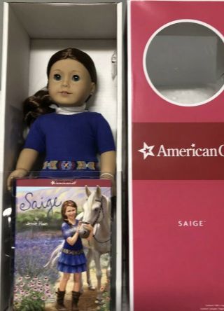 American Girl Doll Saige And Book Retired 2013 With Ring