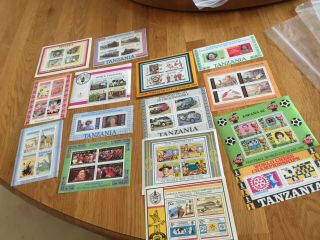 Tanzania 15 Different Miniature Sheet Assortment,  Nhm Stamps Fine Lot