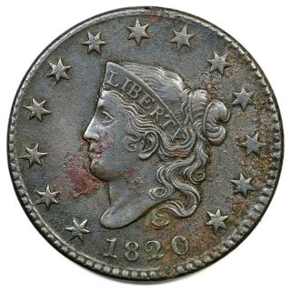 1820 N - 7 R - 3 Small Date Matron Or Coronet Head Large Cent Coin 1c