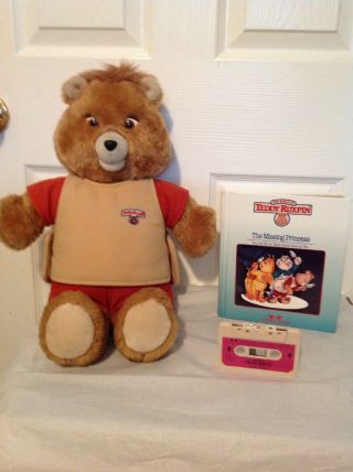 1985 Teddy Ruxpin W/ Tape All Anout Bears & Book The Missing Princess