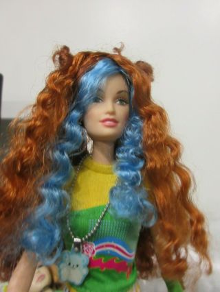 2004 Barbie Fashion Fever Tokyo Pop Japan Drew Barbie Doll Red Blue Hair G9010