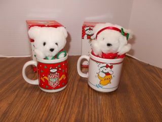 2 Dayton Hudson Santa Bear Coffee Mugs With Small Bear And Box