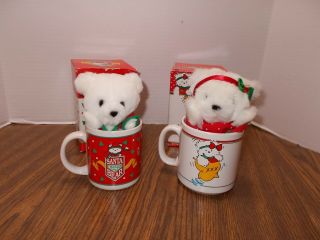 2 Dayton Hudson SANTA BEAR Coffee Mugs with Small Bear and Box 3