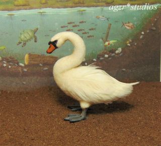 Ooak 1:12 Dollhouse Miniature Swan Bird Duck Pet Doll Furred Handmade Realistic