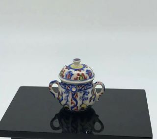Dollhouse Miniature Artisan Signed Lynne Collins Hand Painted Teapot