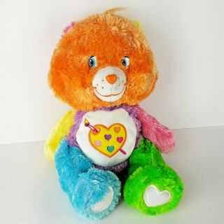 Care Bears Plush Work Of Heart Bear Pastel Paint Fluffy Floppy Stuffed Toy 13 "
