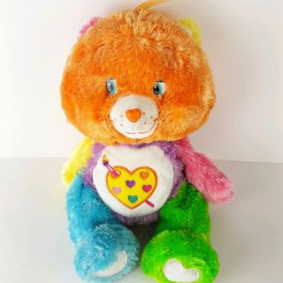 Care Bears Plush Work of Heart Bear Pastel Paint Fluffy Floppy Stuffed Toy 13 