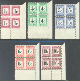 South Africa 1961/9 Postage Due Values In Blocks Of 4 (5) Mh/mnh