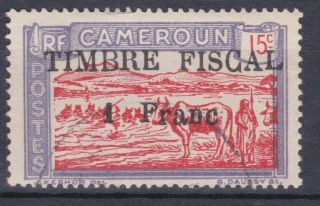 Cameroun 1940 - 45 1 Franc On 15 C Ovp Fiscal Revenue Stamp