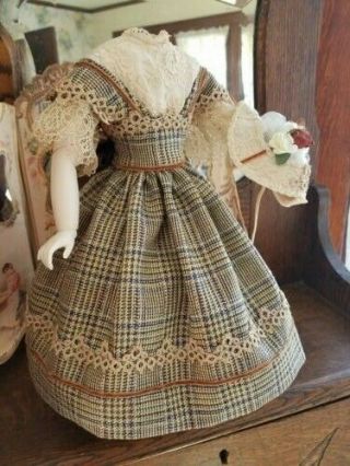 Antique Style Dress And Hat For Your 15.  5 Huret,  Barrois,  French Fashion Doll