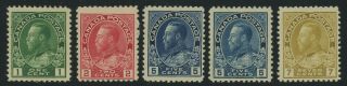Canada 1911 - 22 Kgv 1c,  2c,  5c (x2),  7c All Mh Orig.  Gum,  Fault -,