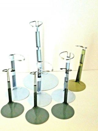 Metal Doll Stands 3 sizes Set of 8 Adjustable Height 6 to 14.  5 3