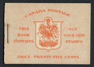 Canada Bk36g: 4c War Booklet Type Ii,  5c,  7c Rates,  English Cover,  1 Pane Vf - Nh