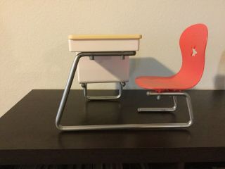 American Girl Flip Top School Desk - Red Cream Silver