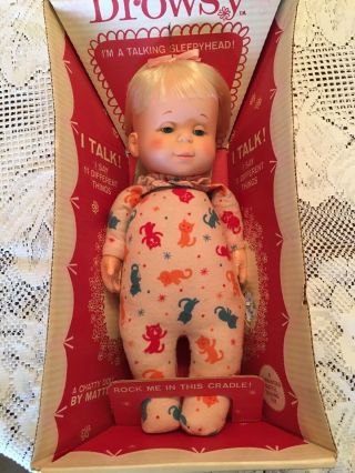 Vintage 1965 Mattel Drowsy Doll (in Rare Kitty Cat Pj 
