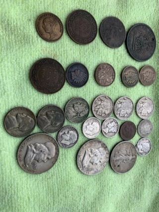 Indian Head Nickels,  Pennies,  Half Dollars,  Canada Pennie - Great Grandma Estate