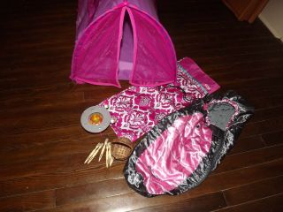 Camping Set For 18 " American Girl Doll Coleman Sleeping Bag Tent Camp Fire