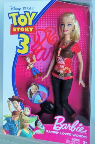 Toy Story 3 Barbie Loves Woody Doll W/ Keychain Mib 2009 Disney Pixar