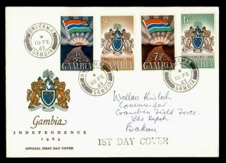 Dr Who 1965 Gambia Fdc Independence Cachet Combo E85801