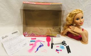 Barbie Styling Head Deluxe Doll Fab Friends Blonde Hair Curl Cut Color