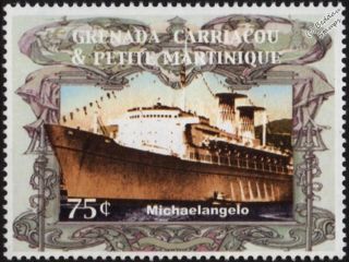Ss Michelangelo Italia / Italian Line Cruise/ocean Liner Ship Stamp/2005 Grenada