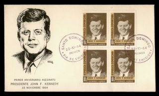 Dr Who 1964 Dominican Republic President John F Kennedy Jfk Block Fdc C151103