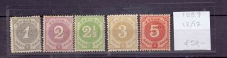 Curacao 1889.  Stamp.  Yt 13/17.  €50.  00