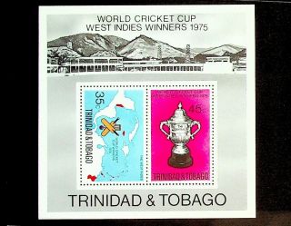 Trinidad & Tobago 1975 Cricket World Cup Winners West Indies 2v Map Sheet