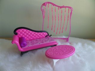 Barbie Doll Dream House Furniture Mattel 2008 Pink Fainting Sofa W/accessories