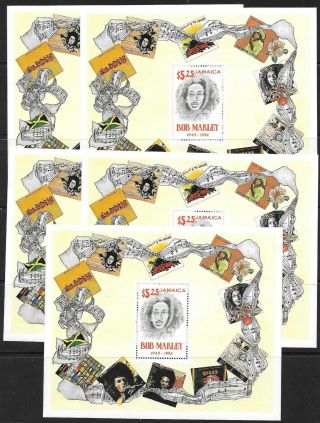 Jamaica 1981 Bob Marley 5 Miniature Sheets,  All Mnh
