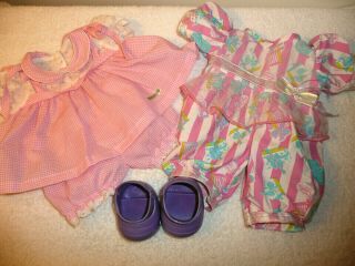 Vtg Cabbage Patch Doll Pink Checkered Dress - Bloomers - Blow A Kiss Birthday Shoes