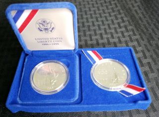 2 1986 P S Ellis Island Statue Of Liberty One Dollar Coins Uncirculated & Proof