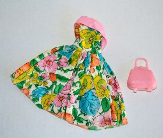 Vintage Barbie Clone White,  Pink,  Blue,  Yellow Summer Dress &bag Very Good Cond
