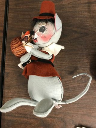 Annalee Pilgrim Thanksgiving Mouse Mice Man Woman Mobilitee Dolls 14” 2