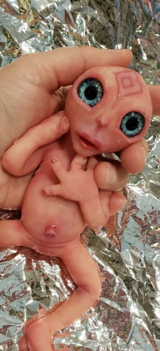 Full Body Solid Silicone Alien Baby With Drink And Wet System Reborn Doll Ooak