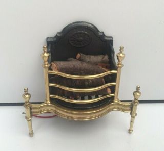 Artisan Alec Rothwell Wide Brass Fire Insert Collectors Dolls House Dollhouse 1
