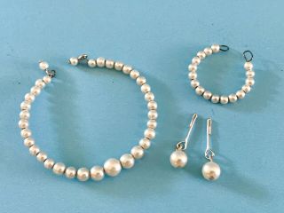 Vintage Doll Jewelry Pearl Necklace Earrings Bracelet Madame Alexander Cissy