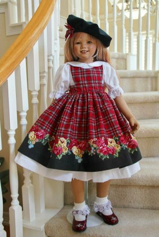 Ooak " Highlands Rose " Dress Set For Himstedt Doll 34 " - 37 " Glorias Garden