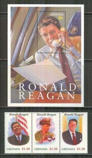 Grenada 3223/3225,  2001 Ronald Reagan - 40th U.  S.  President,  Nh