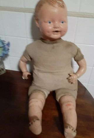 Vintage Composition Doll W/ Dimples Toy Prod Mfg Co Early 1900’s