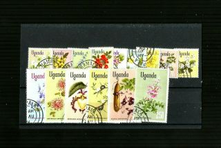 Uganda 1969 - 74 Sg131/145 Flowers Set Mnh