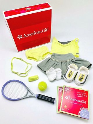 American Girl Doll Tennis Outfit Set With 2 Charms Pre - Owned Retired