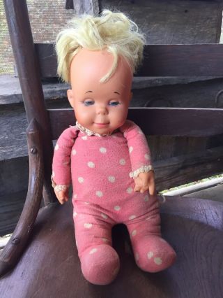 Vintage 1964 Mattel Drowsy Doll Mute Pink Polka Dot